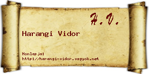 Harangi Vidor névjegykártya